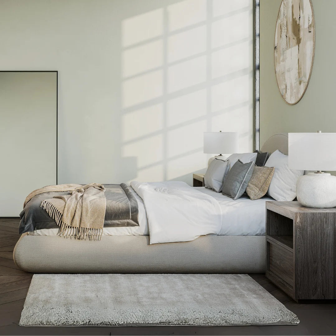 Dune cloud bed | Luna set, Queen, Beige, Side view | SoftFrame Designs