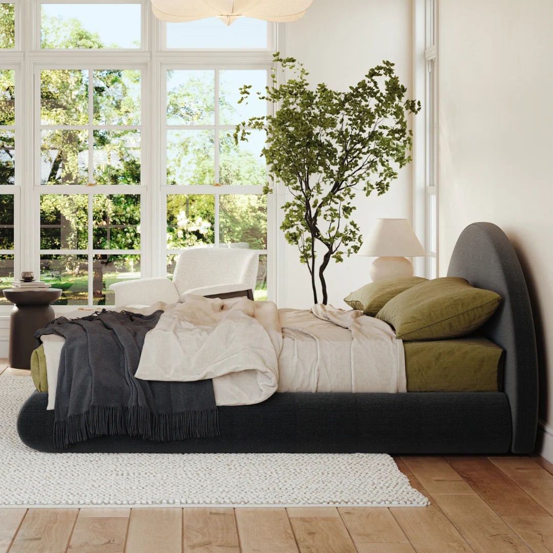 Onyx cloud bed | Luna set, Queen, Black, Side view | SoftFrame Designs