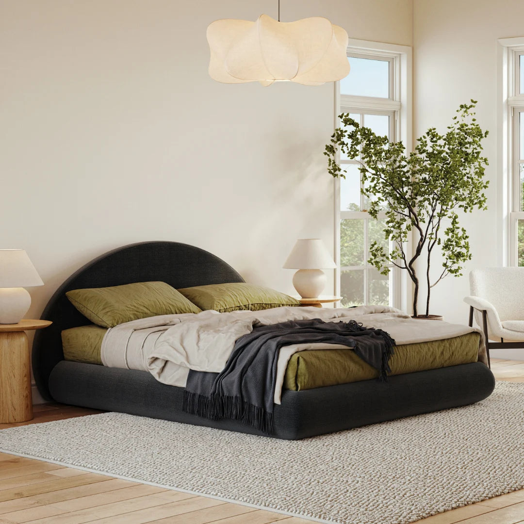 Onyx cloud bed | Luna set, Queen, Black, Angle view | SoftFrame Designs