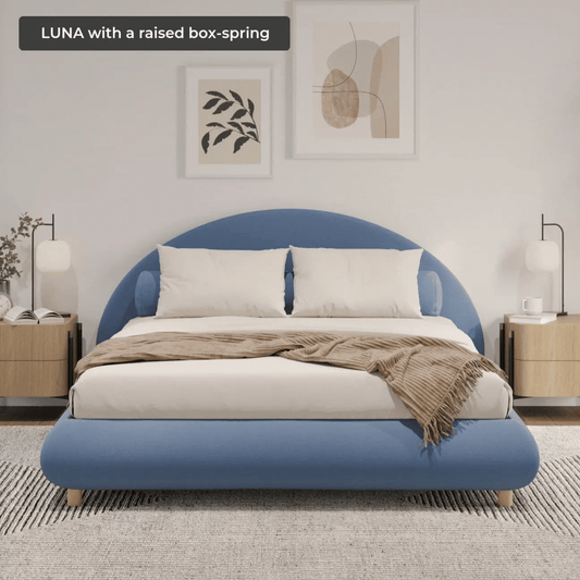 Sky Blue cloud bed | Luna set, Queen, Light Blue, Front view | SoftFrame Designs