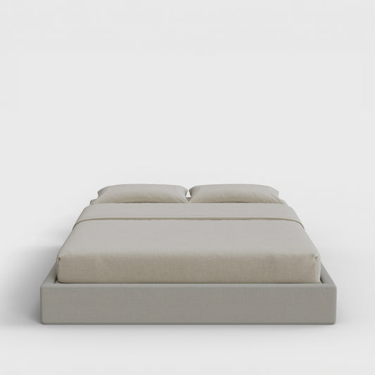 Classic Bed Frame | Fully Cushioned with Slim Rectangular Sides |  Light Grey Moon Fabric | Front View | SoftFrame Designs