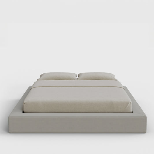 Ultra Bed Frame | Fully Cushioned with Rectangular Sides |  Light Grey Moon Fabric | Front View | SoftFrame Designs