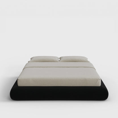 Luna Bed Frame | Fully Cushioned with Rounded Sides |  Black Onyx Fabric | Front View | SoftFrame Designs