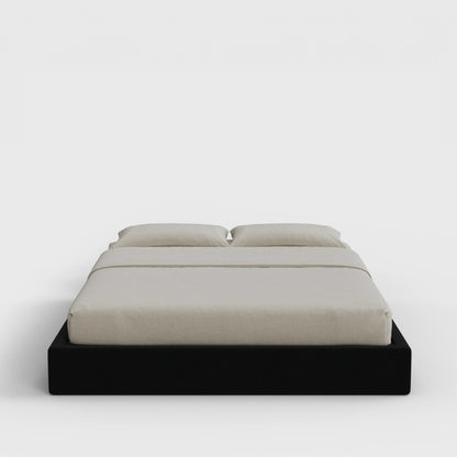 Classic Bed Frame | Fully Cushioned with Slim Rectangular Sides |  Black Onyx Fabric | Front View | SoftFrame Designs