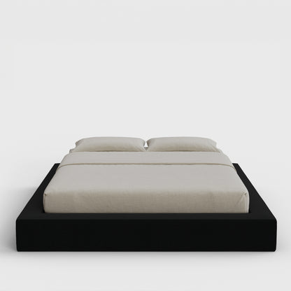 Ultra Bed Frame | Fully Cushioned with Rectangular Sides |  Black Onyx Fabric| Front View | SoftFrame Designs