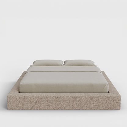 Ultra Bed Frame | Fully Cushioned with Rectangular Sides |  Teddy Light Brown Boucle Fabric | Front View | SoftFrame Designs