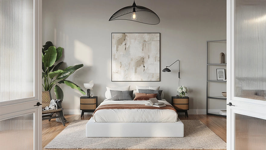 Ultra bed frame in White| Front view angle| Modern bed room| All cushioned bed frame|