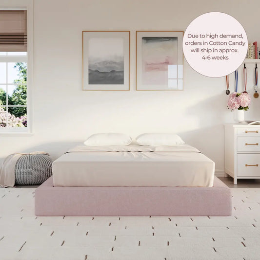 Pink cloud bed | Ultra bed frame, Queen, Cotton Candy pink, Front view | SoftFrame Designs