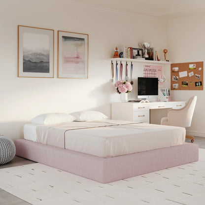 Pink cloud bed | Ultra bed frame, Queen, Cotton Candy pink, 3/4 view | SoftFrame Designs