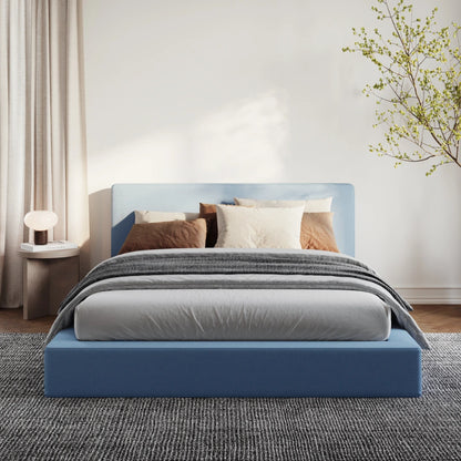 Cloud bed | Ultra bed set in Sky | All cushioned bed set | Front view | SoftFrame Designs