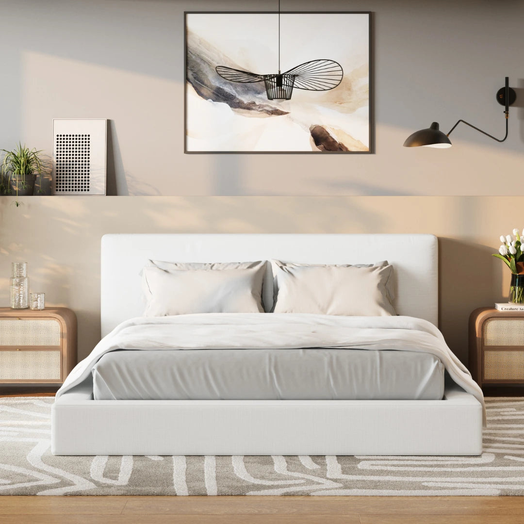 Ultra Bed Set: Bed Frame and Headboard | White