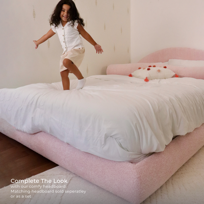 Kids Luna Bed Frame | Fabric Cotton Candy