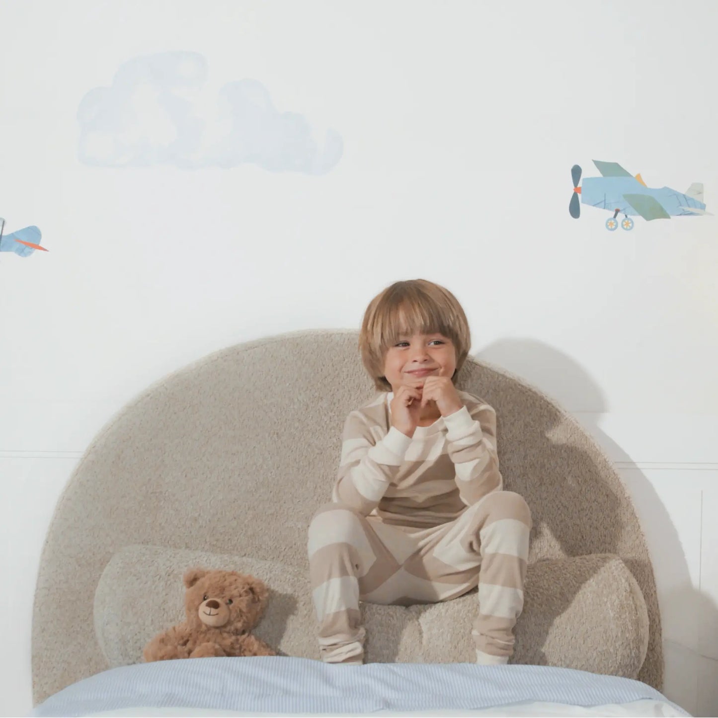 Boy on a Teddy round bolster pillow
