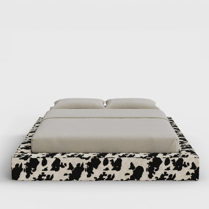 Ultra Bed Frame | Fully Cushioned with Rectangular Sides |  Vegan Cowhide Fabric | Front View | SoftFrame Designs