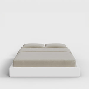 Classic Bed Frame | Fully Cushioned with Slim Rectangular Sides |  Pure White Fabric | Front View | SoftFrame Designs