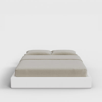 Classic Bed Frame | Fully Cushioned with Slim Rectangular Sides |  Pure White Fabric | Front View | SoftFrame Designs