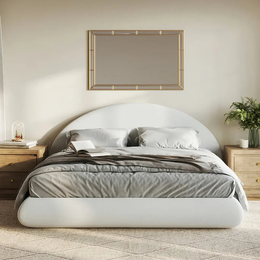 White cloud bed | Luna set, Queen, White, Front view | SoftFrame Designs