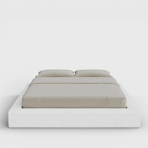Ultra Bed Frame | Fully Cushioned with Rectangular Sides |  Pure White Fabric | Front View | SoftFrame Designs
