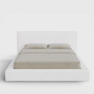 Ultra Bed Frame Set | Fully Cushioned with Rectangular Sides |  Pure White Fabric | Front View | SoftFrame Designs