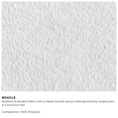 Boucle fabric swatch with description