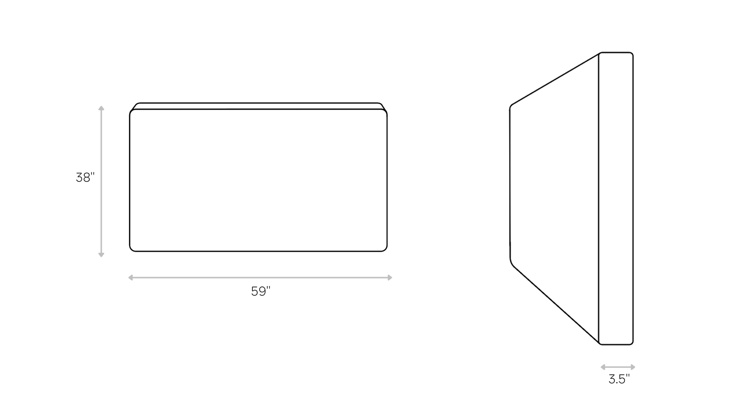 Classic Full Headboard line art dimensions | SoftFrame Designs