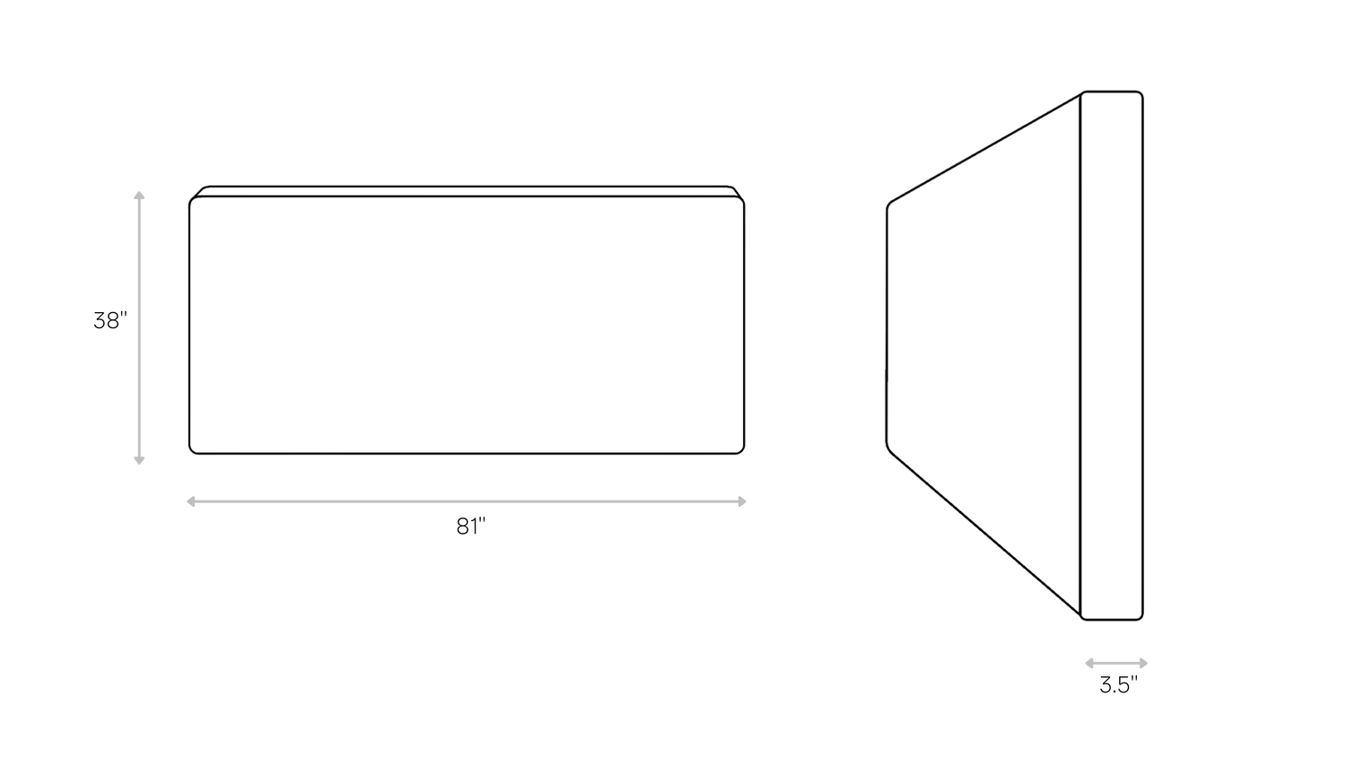 Classic King Headboard line art dimensions | SoftFrame Designs