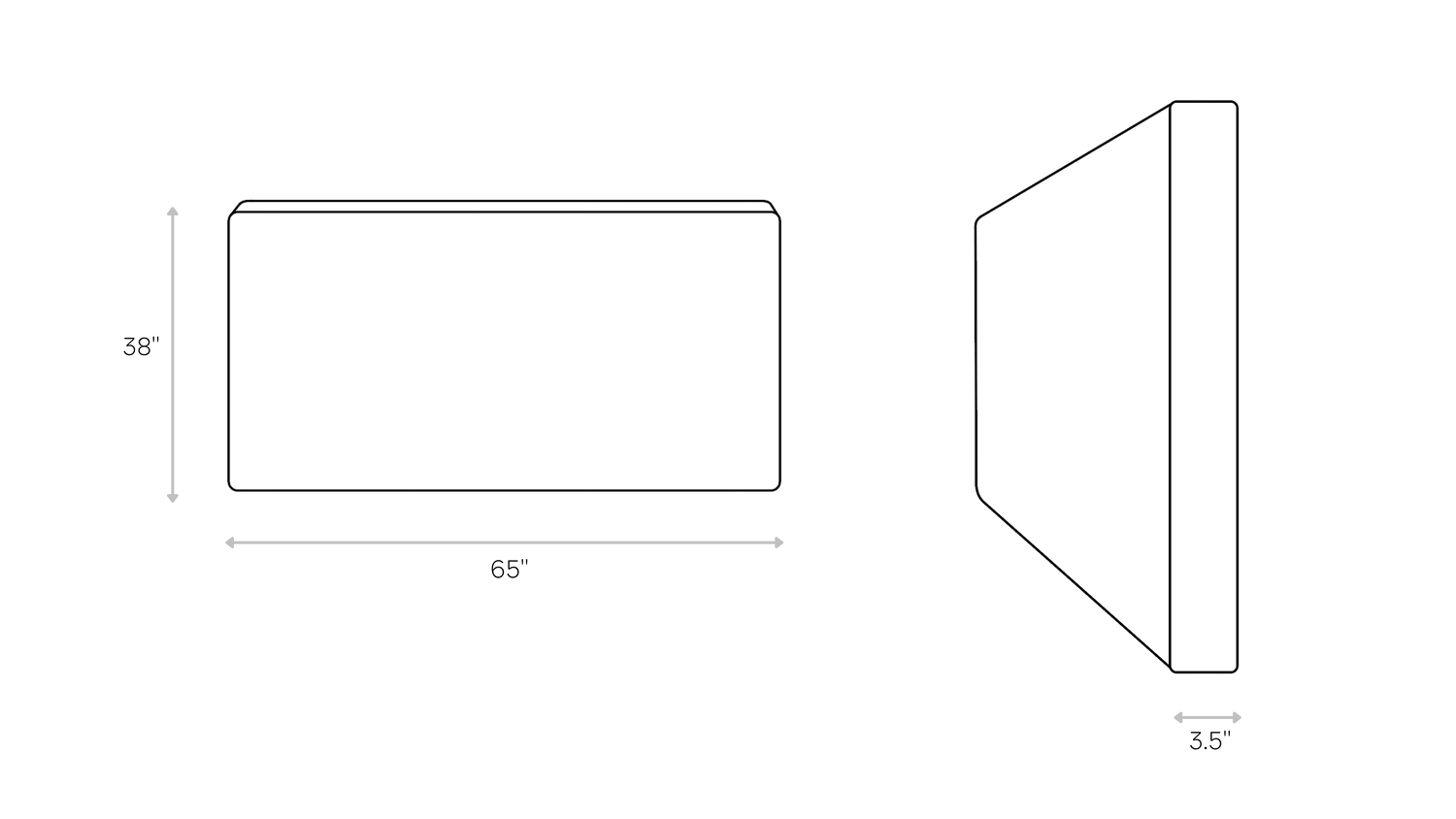 Classic Queen Headboard line art dimensions | SoftFrame Designs