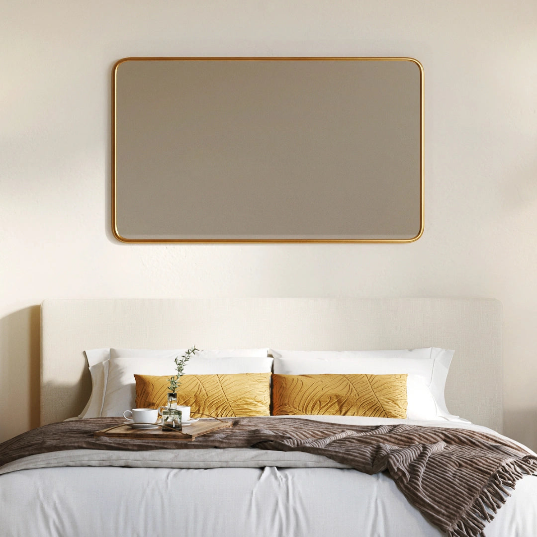 Classic headboard Dune| Beige Headboard | front view | all cushion headboard | SoftFrame Designs |