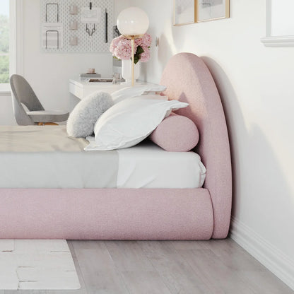 Cotton candy cloud bed | Luna headboard, Queen, Pink, Front view | SoftFrame Designs