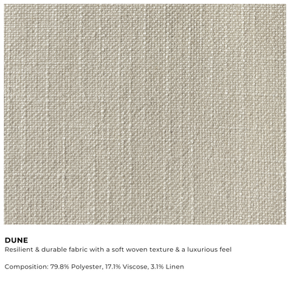 Dune fabric swatch with description