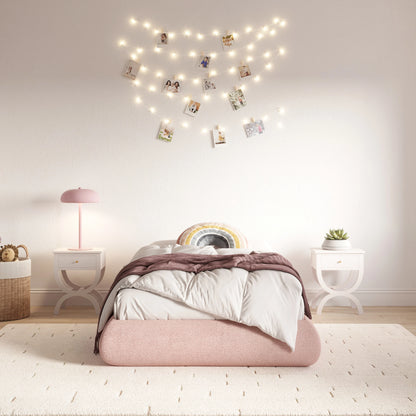 Pink cloud bed in kids room | Kids Luna bed frame, twin, Cotton Candy pink, Front view | SoftFrame Designs