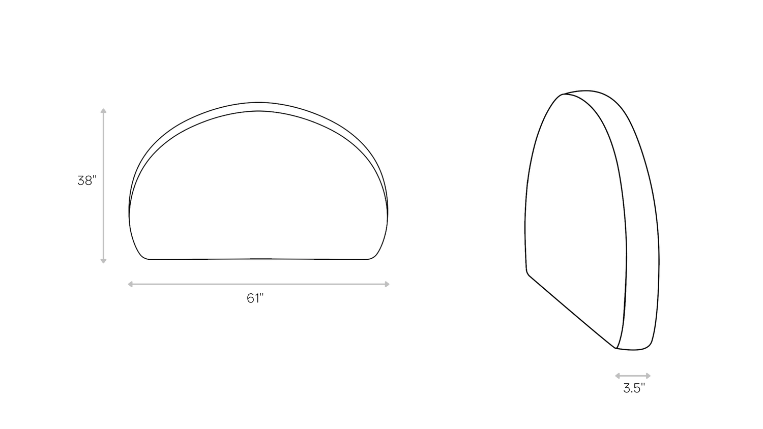 Luna Full Headboard line art dimensions | SoftFrame Designs