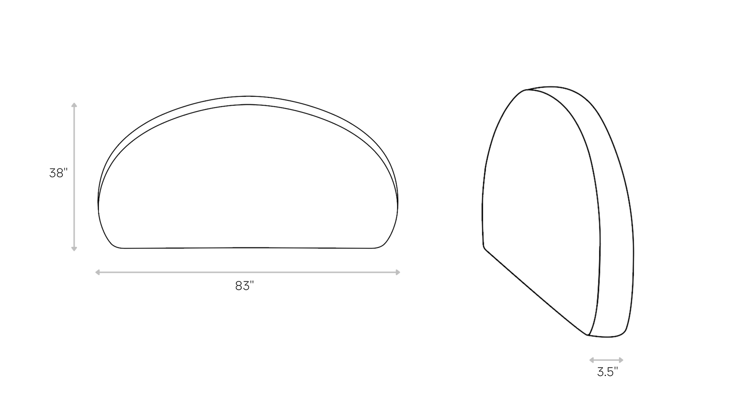 Luna King Headboard lineart dimensions | SoftFrame Designs