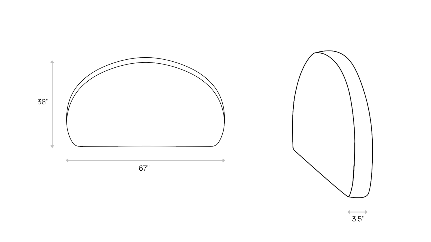 Luna Queen Headboard line art dimensions | SoftFrame Designs