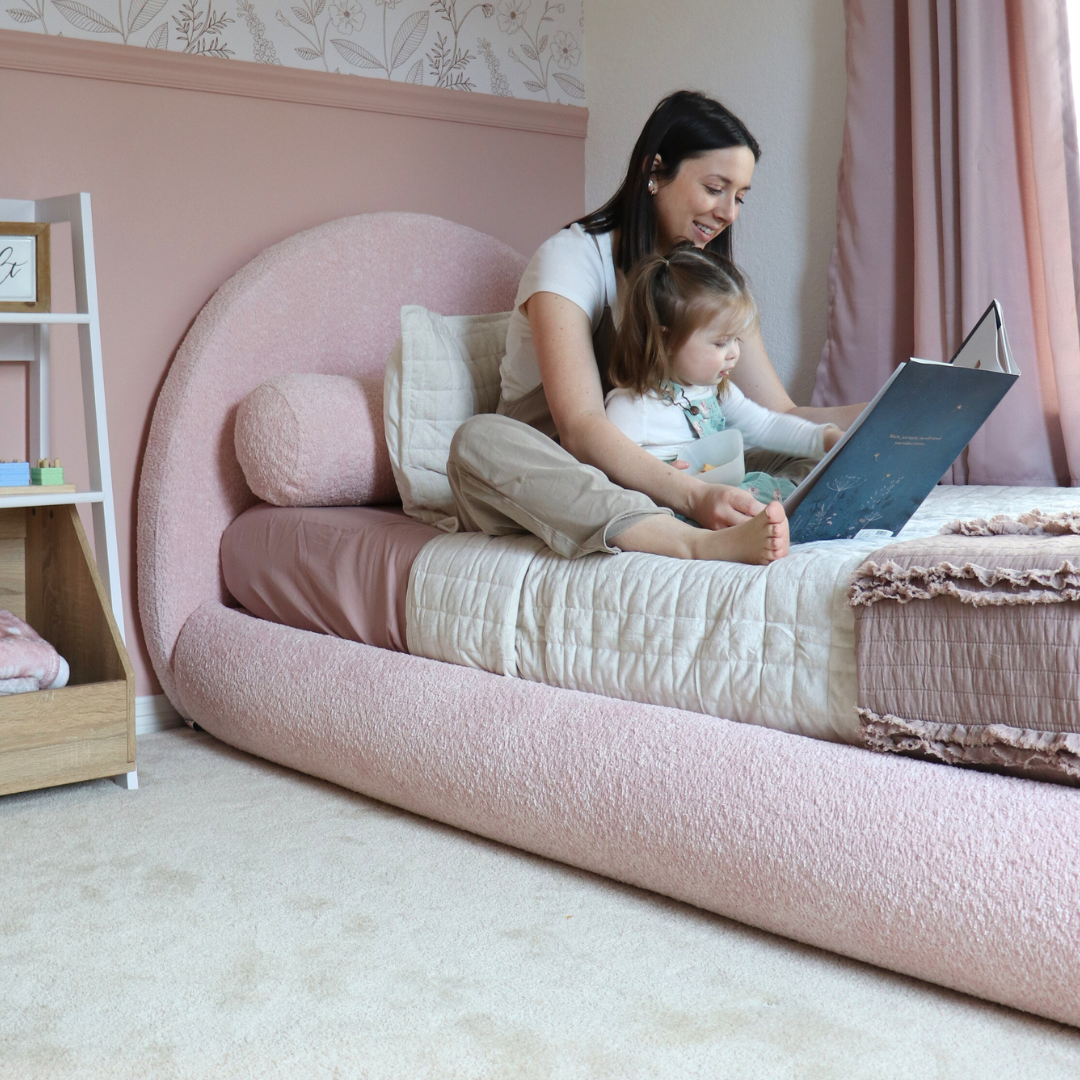 Kids Luna Bed Set Round Frame Headboard Pink SoftFrame
