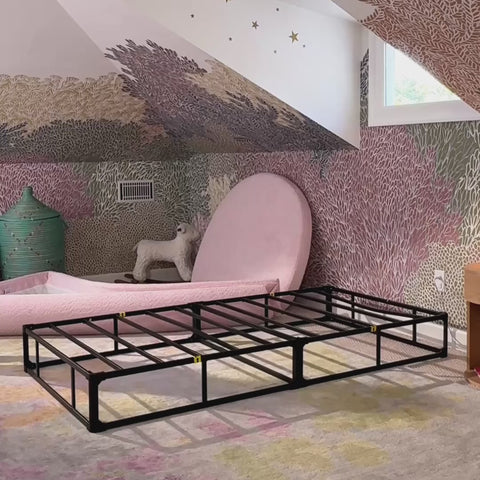 Setting up a lightweight, all cushioned cloud bed for kids | Kids Arched Bed Frame Set, Cotton Candy Pink, Twin | SoftFrame Designs