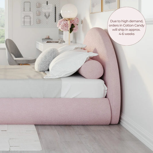 Cotton Candy bed | Luna set, Queen, Cotton Candy pink, Side view | SoftFrame Designs