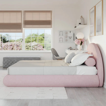 Pink cloud bed | Luna set, Queen, Cotton Candy pink, Side view | SoftFrame Designs