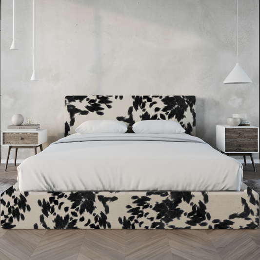 Classic Bed Set: Bed Frame + Headboard | Vegan Cowhide