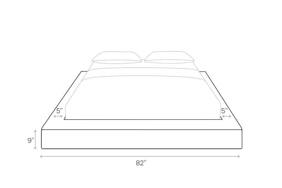 Ultra Frame Cal King line art dimensions | SoftFrame Designs