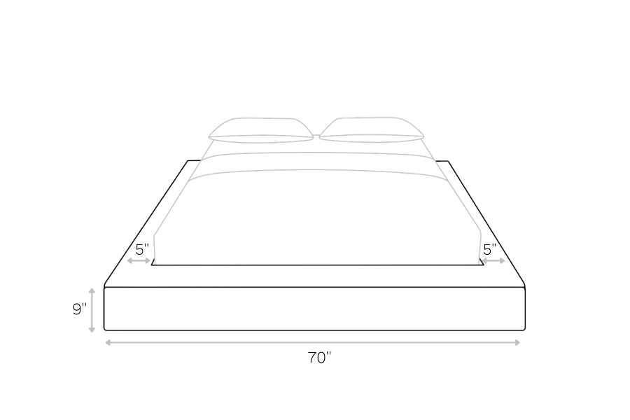 Luna Frame Queen line art dimensions | SoftFrame Designs