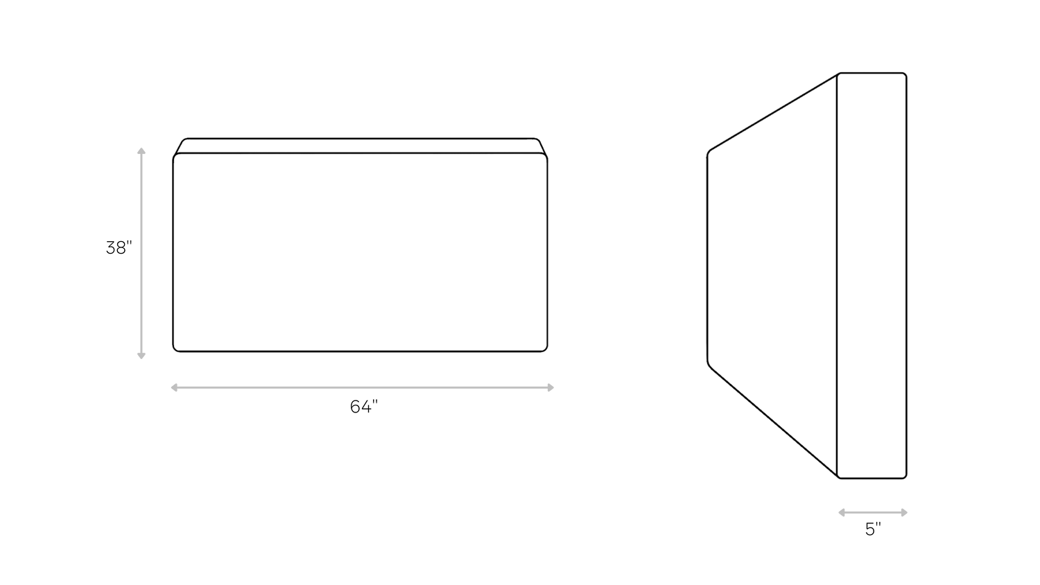 Ultra Full Headboard line art dimensions | SoftFrame Designs