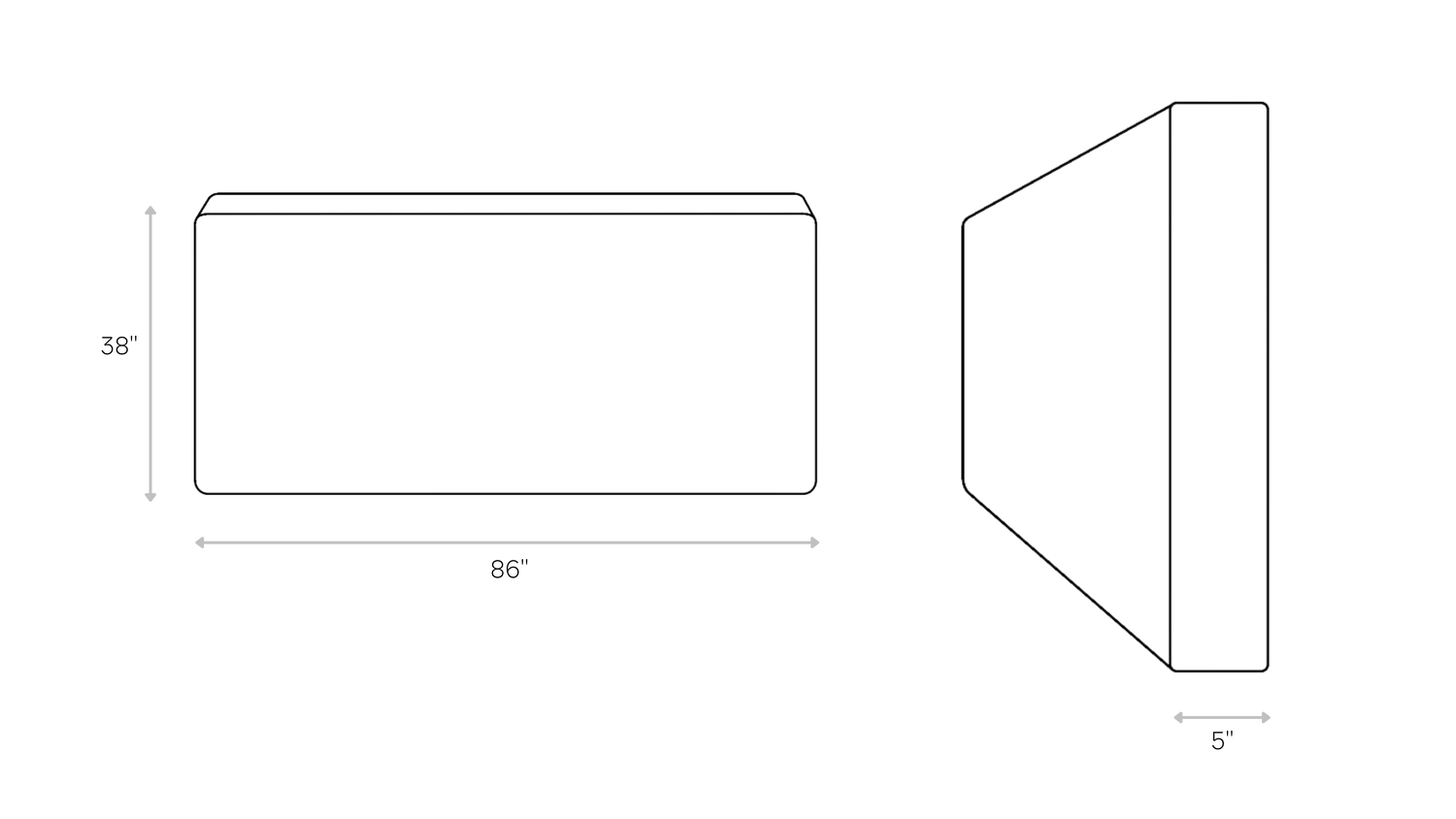 Ultra King Headboard line art dimensions | SoftFrame Designs