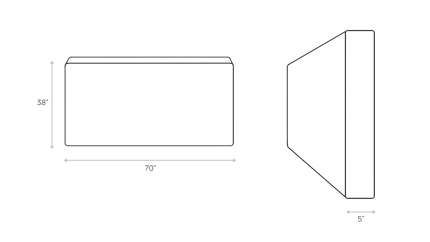 Ultra Queen Headboard line art dimensions | SoftFrame Designs