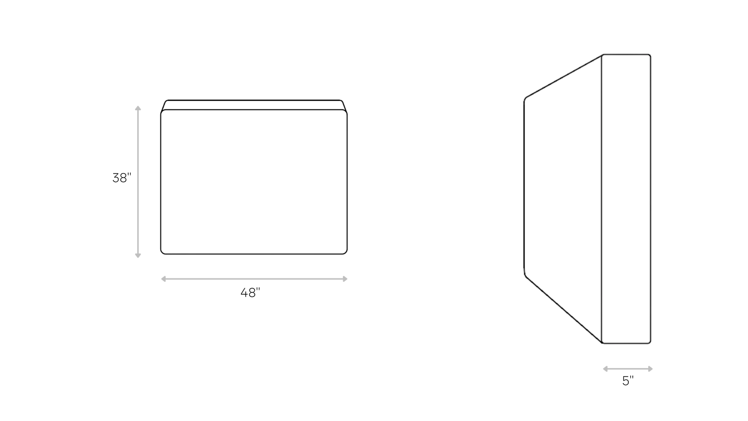 Ultra Twin Headboard line art dimensions | SoftFrame Designs